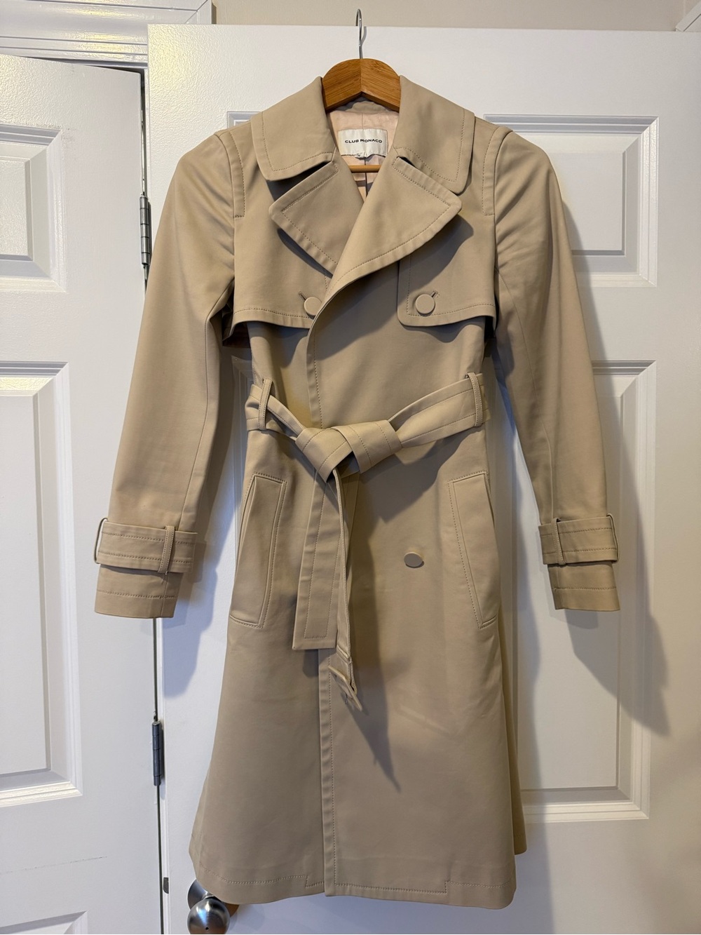 Club Monaco Khaki Trench Coat with Belt